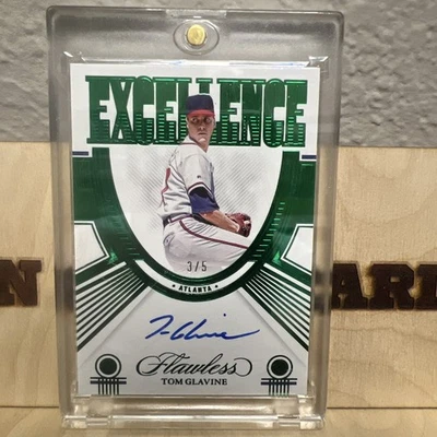 2023 Panini Flawless Excellence Tom Glavine ON CARD AUTO Emerald /5 Braves - Image 1 of 2