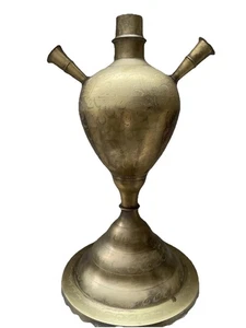 Base o vaso narghilè vintage OTTONE 2 vie motivo inciso alto 15,5" / 39,5 cm - Foto 1 di 24