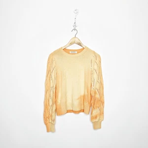 ALDO MARTINS Merino Wool Alpaca TIE Dye Sweater orange puffy sleeve womens 6 - Picture 1 of 8