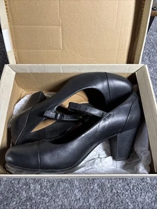 Clarks Garnit Tianna schwarze Damenschuhe mit Absatz Größe 8,5 Mary Janes Komfortriemen - Bild 1 von 8