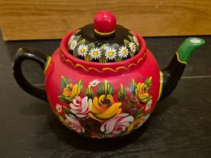 R D Westwood 2000 Hand Painted Red Barge Ware Teapot - Picture 1 of 6