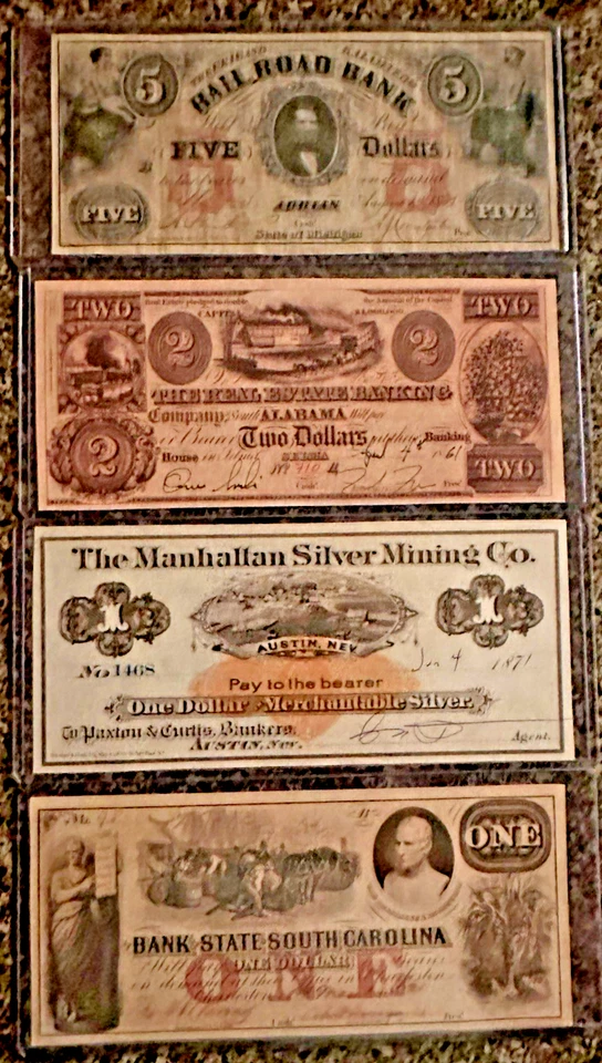 Lot of 4 Confederate States of America Bills $1, $1,$2 &$5 - Image 1 of 2