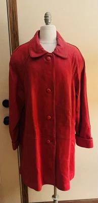 Chaqueta Abrigo Mujer Vintage Cuero Rojo Suave Años 80 90 Talla Grande Retro Foto 1 de 4