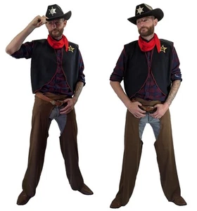 Adults Sheriff Wild West Law Maker Western Fancy Dress Costume - Picture 1 of 5