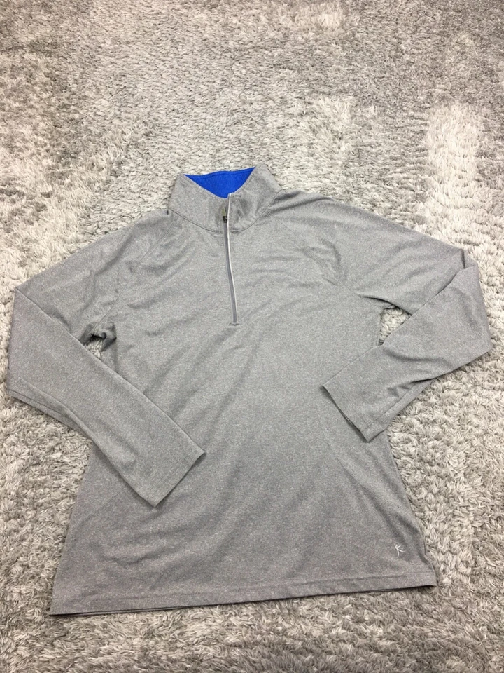 Пуловер женский Danskin 1/4 на молнии размер большой полуоблегающий серый синий эластичный активный - Изображение 1 из 4