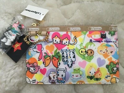 ¡NUEVO CON ETIQUETAS!  TOKIDOKI LESPORTSAC, BOLSA DE MAQUILLAJE CARAMELLA, L'AMORE, ESTAMPADO RETIRADO Foto 1 de 4