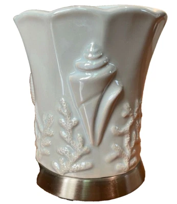 Coastal Collection Ceramic Toothbrush/ Makeup Brush Holder NEW Light Aqua Silver - Image 1 of 4