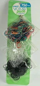 Conair Polyband Value Pack 750 pcs Black Multicolor Clear Rubber Hair Bands  - Picture 1 of 1