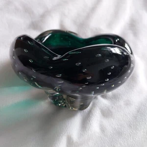 Whitefriars Glass Molar Bowl Green Controlled Bubble Vintage - Picture 1 of 8