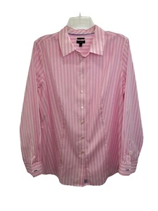 Neu ohne Etikett Talbots rosa modisch gestreiftes knitterarmes Hemd mit Knopfleiste Petite 16P - Bild 1 von 8