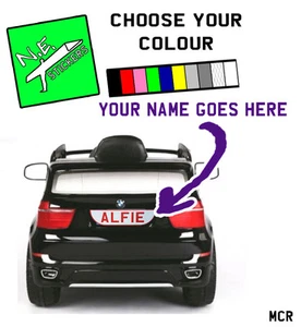 Personalised BACK kids number plate for electric BMW X5 or X6 ride on car  REAR - Picture 1 of 11