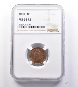 1889 Indian Head Cent MS64 RB NGC *9580 - Picture 1 of 3