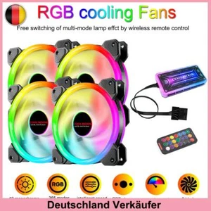 5x 10x LED Lüfter RGB Gehäuselüfter Leise Lüfter 120mm Case Fan PC m/Kontroller - Afbeelding 1 van 21