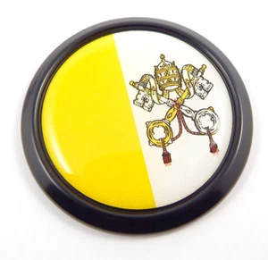 Vatican Black Round Flag Car Decal Emblem bumper 3D Sticker 1.85" - Imagen 1 de 2