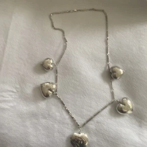 Estate Vintage Sterling Silver 925 Etched Puffy Hearts Locket Long Necklace - Picture 1 of 24
