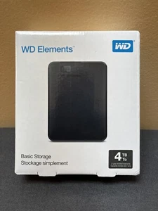 Western Digital Elements Portable 4TB, External, 2.5 inch, 100 WATT new in box - Picture 1 of 6