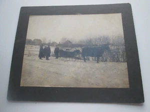 ANTIQUE CABINET CARD; UNNAMED PHOTOGRAPHER; HORSE, SLEIGH, PEOPLE - Picture 1 of 3