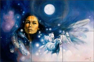 Southwest Tile Backsplash Detha Watson Native Art Horse Ceramic Mural RW-DW009 - Picture 1 of 6