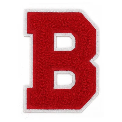 2-1/2" Chenille Stitch Varsity Iron-On Patch by pc, Red/White, TR-12154 - Image 1 of 4