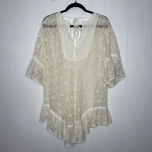 Anthropologie Damen Deko Tunika Kleid Transparent Cover Up Elfenbein Boho Größe Medium - Bild 1 von 6