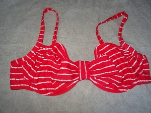 BHS Size 16 Red/White Striped Swimming Sunbathing Bikini Top - Picture 1 of 4