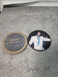 Vintage Coasters Bud Light Stone and Elvis Presley Resin Coaster Pre-Owned  - Picture 1 of 6