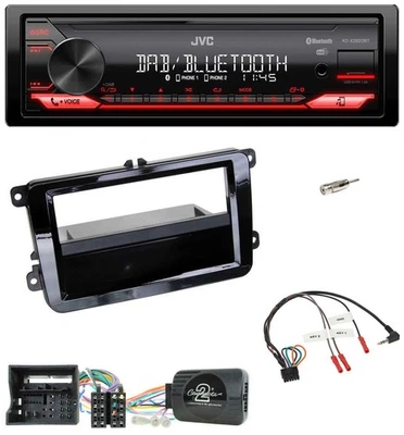 JVC Bluetooth USB DAB Lenkrad Autoradio für VW T6 2015-2019 piano schwarz - Bild 1 von 4
