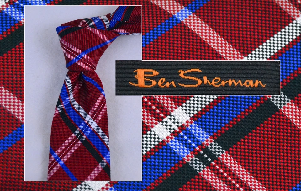 Classic Red Tartan Plaid Necktie By: Ben Sherman - Imagem 1 de 4