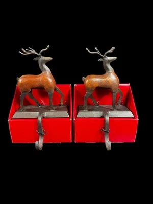 Pier 1 Importaciones Madera de Reno y Hierro Forjado Medias Soporte Set de 2 NUEVO Foto 1 de 4