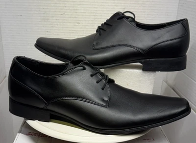 Calvin Klein 男式 Brodie 皮革牛津正装鞋黑色蕾丝方形 15 48 码 — 第 1/4 张图片