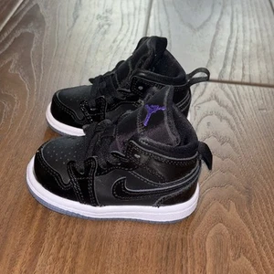 New Nike Jordan 1 Mid SE Space Jam Black Sneakers Shoe DV1338-004 Infant Baby 4C - Picture 1 of 11