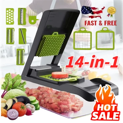 Cortador de cocina de frutas y verduras 14 en 1 cortador de alimentos cebolla cortador de verduras Foto 1 de 4