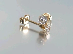 Pendientes vintage Estate de oro amarillo macizo de 14 k con circonitas cúbicas de 0,25 quilates - Imagen 1 de 19