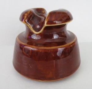 Lapp Cable Insulator 1928 Ceramic Caramel Color - Vtg Telephone Wire Insulator - Picture 1 of 6