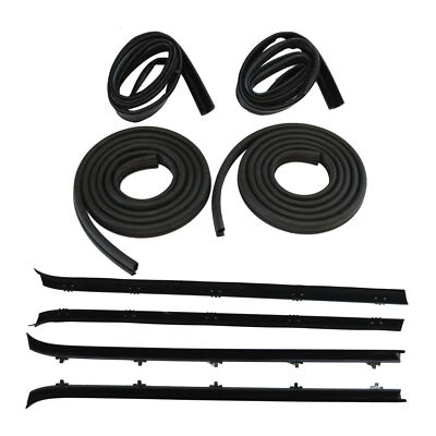 For Chevy GMC Truck Front Door Window Run Sweep Felts Weatherstrip Seals Kit Set - Image 1 of 4