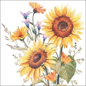 4x Single Paper Napkins for Decoupage and Party - Sunflowers - Picture 1 of 2