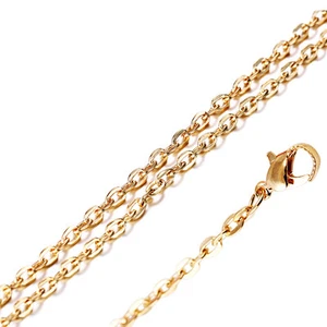Collana catena rolo' piatta mm 1 in acciaio placcato oro giallo cm 45-50 - Foto 1 di 1