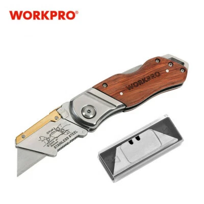 Cuchillo utilitario plegable WORKPRO con hoja de 10 cuchillas cortador de alta resistencia hoja de cambio rápido Foto 1 de 4