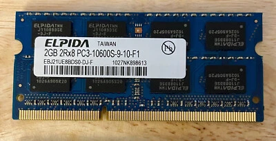 Elpida EBJ21UE8BDS0-DJ-F 2GB 2Rx8 PC3-10600S DDR3 Laptop Memory RAM TESTED! - Image 1 of 2