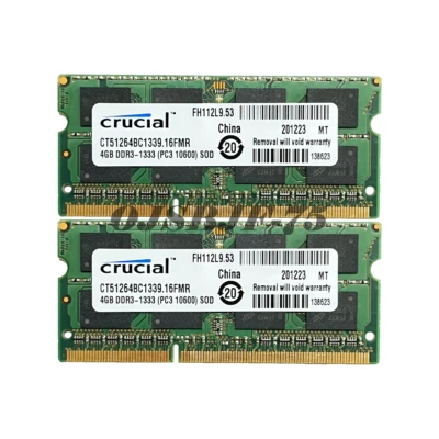 Crucial DDR3 4GB 8GB 1333Mhz PC3-10600 1.5V SO-DIMM  Memory Ram  CT51264BC1339 - Image 1 of 4