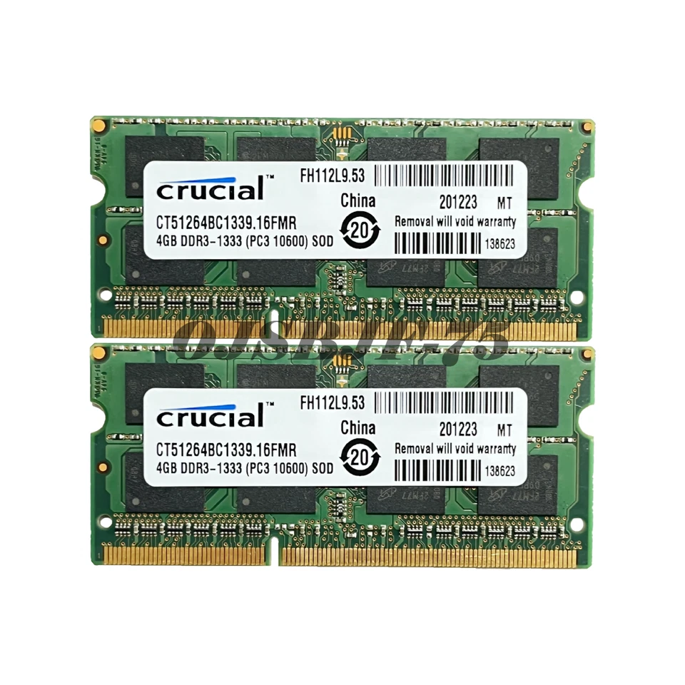 Crucial DDR3 4GB 8GB 1333Mhz PC3-10600 1.5V SO-DIMM  Memory Ram  CT51264BC1339 - Image 1 of 4