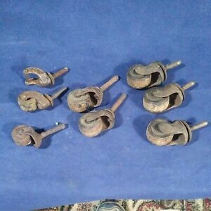 8 Antique Vintage Wooden Wheel Casters for Furniture, Washstand, Chest, etc.