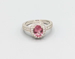 Anillo rosa de turmalina y diamantes - Imagen 1 de 5