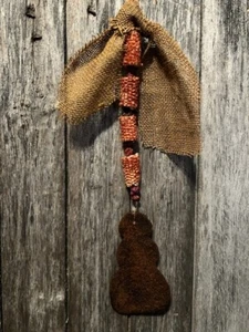 Primitive Christmas Snowman Corn Cob Peg Hanger Homestead Door Keep - Picture 1 of 11