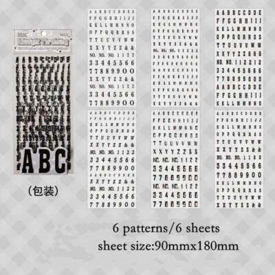 6 Sheets Stickers Classic Alphabet Numbers Scrapbook Sticker Journal Card Crafts - Image 1 of 4