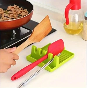 Spoon Rest with Drip Pad Heat Resistant Kitchen Cooking Utensil Spatula Holder - Picture 1 of 14