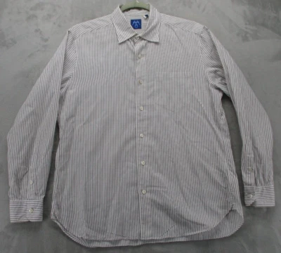 Martin + OSA Button Up Shirt Men's XL White with Brown Stripe 100% Cotton - Image 1 of 4