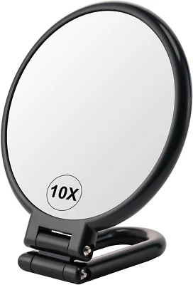 1X/10X Magnifying Handheld Mirror Double Sided, Foldable Travel Makeup Mirror, A - Image 1 of 4