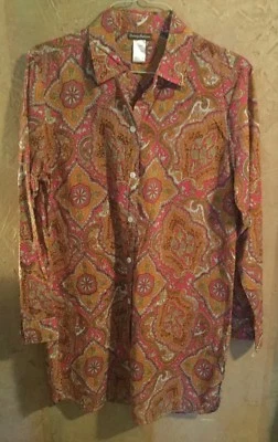 TOMMY BAHAMA size XL Beach Cover Up Long Sleeve Paisley Top Blouse Shirt u - Image 1 of 4