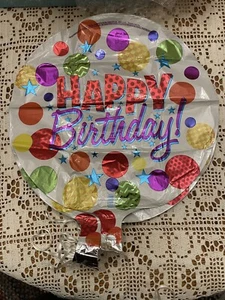🎉 Set Of 6 🎊 Dots And Stars 🔴🌟Happy Birthday 🎂Balloons 🎈 Helium Needed - Picture 1 of 3